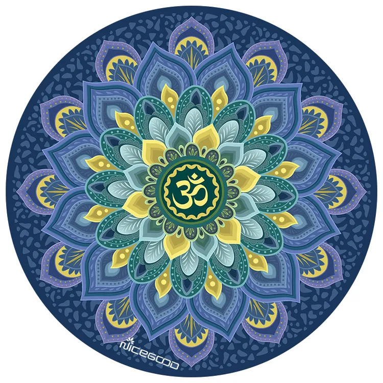 新款圆形防滑印花瑜伽垫硅藻泥麂皮绒材质家用冥想打坐地垫耐脏垫