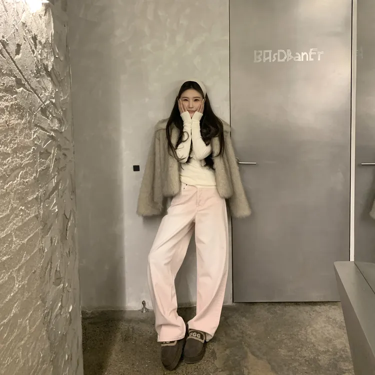 【腮粉牛仔】特殊水洗工艺韩系简约百搭休闲直筒牛仔裤