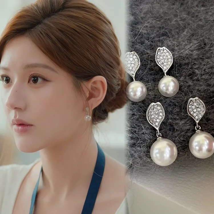 铜合金耳饰 「柔光莹莹」赵露思许我耀眼施家珍珠蚊香盘耳夹无耳洞