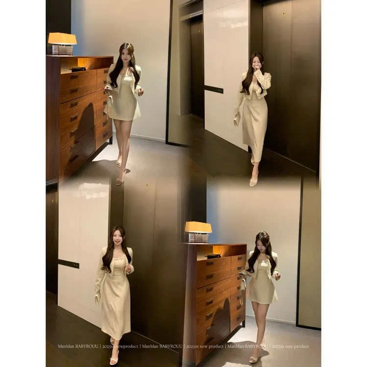 温与柔蔓蔓0082#【玛德琳新贵】早秋小香风气质钉钻收腰显瘦套装