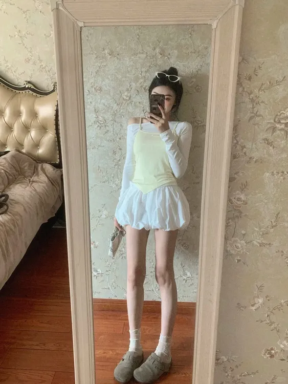 2025新款韩版早春新款长袖假两件T恤短袖时尚休闲套装女春夏