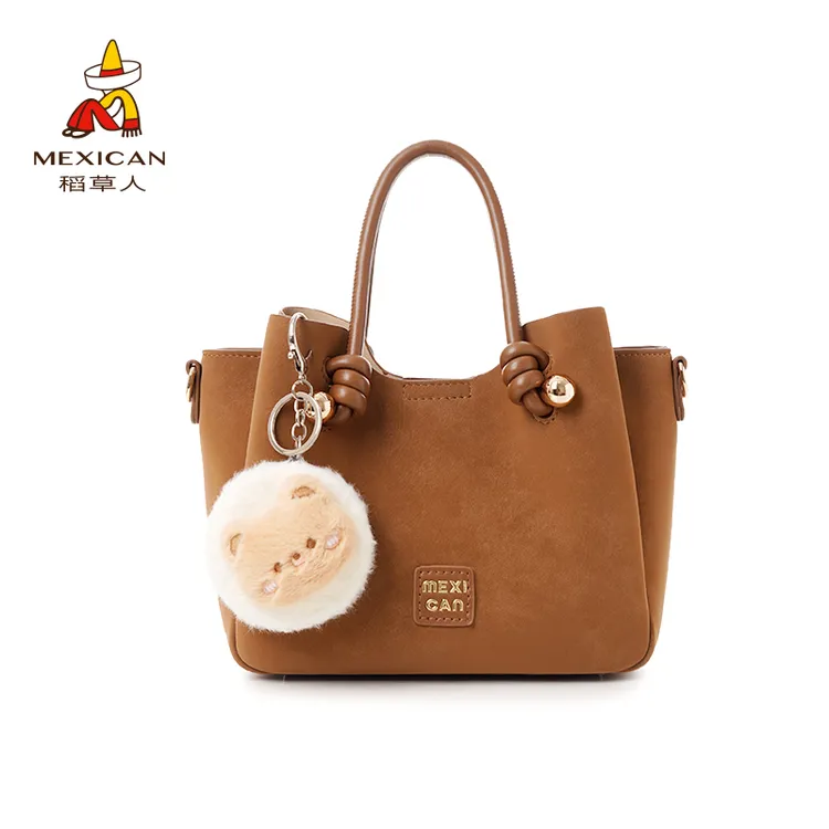 稻草人秋冬新款斜挎包水桶包单根耐磨拉链轻奢通勤女士肩包轻奢风