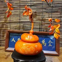 非遗大漆手工雕刻天然葫芦文玩福禄摆件天然葫芦
