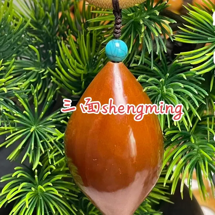 手工雕刻大橄榄核雕三面生命柳蝴花鲍木之源文玩手把件