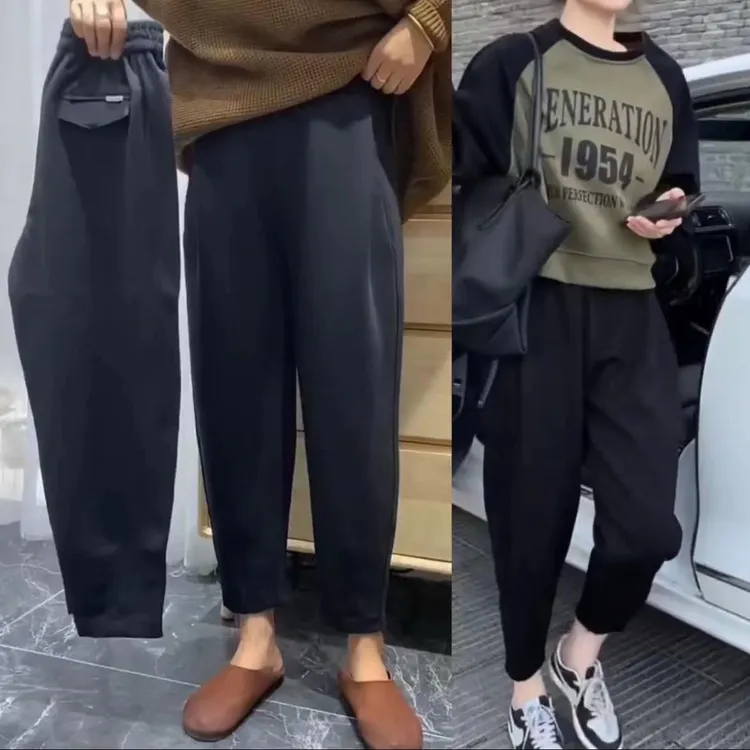 2025年秋季新款休闲卫裤女高腰宽松显瘦哈伦裤时尚九分裤百搭卫裤