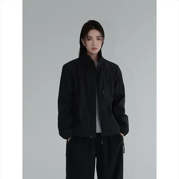 纯色正肩立领防水夹克多口袋轻量化风衣百搭宽松休闲运动户外外套
