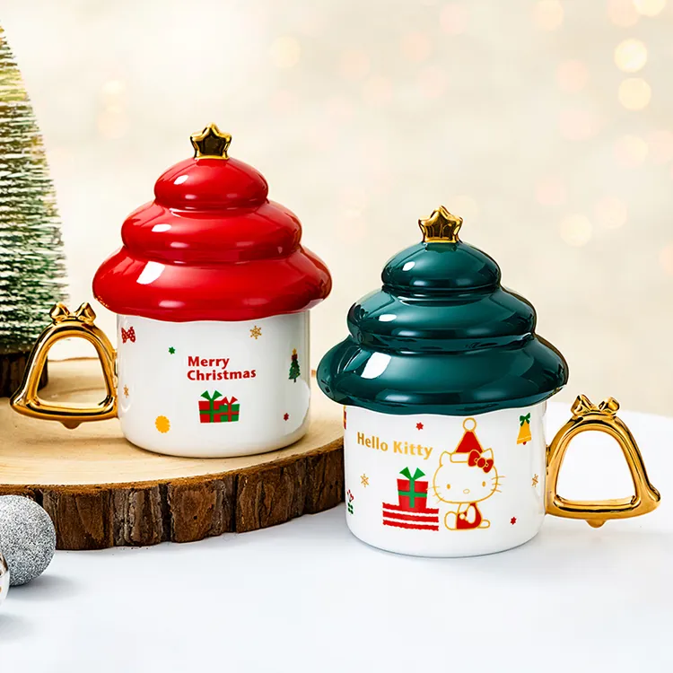 【绒绒兔】凯蒂猫大容量带盖杯子喝水耐高温陶瓷喝奶杯泡茶杯