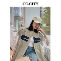 【蔡丽丽&添羽】时尚洋气个性百搭薄风衣刺绣宽松棒球服马甲6x922