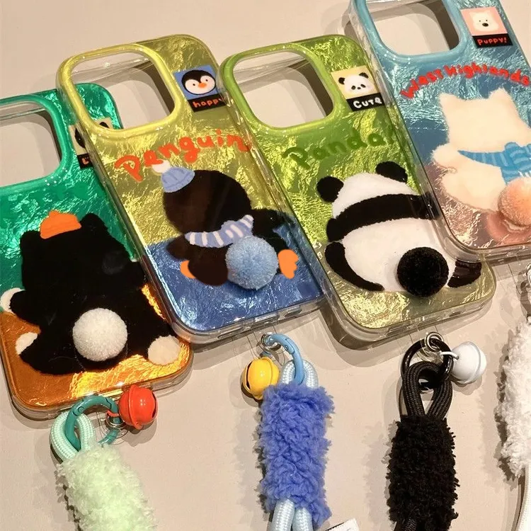 欧克里里毛球尾巴背影适用苹果16/15手机壳华为vivo小米14oppo套