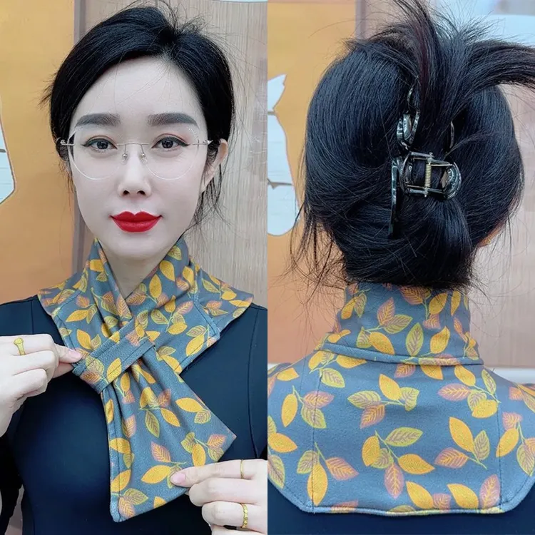 新款时尚彩色德绒带兜护颈围脖保暖围巾防寒百搭脖套自发热敷护颈