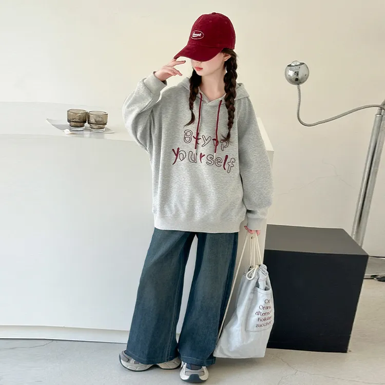 女童套装2025新款儿童春秋洋气卫衣女孩秋季宽松休闲牛仔裤两件套
