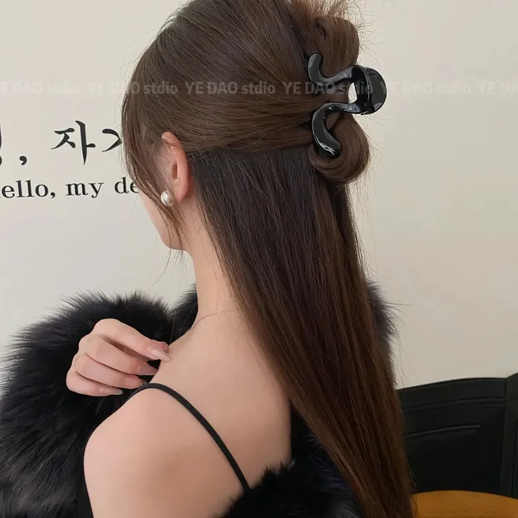 松弛感秋冬新款波浪新款百搭半扎高级感后脑勺发饰发卡夹子头饰