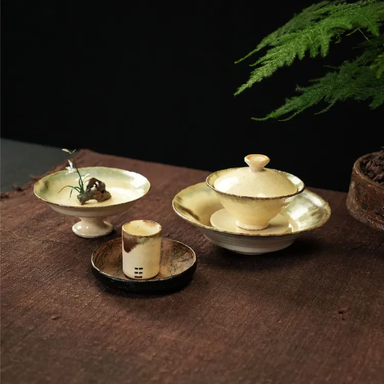 阿馨手作复古开片陶瓷杯复古开片盖碗公道杯壶承主人杯可养茶具