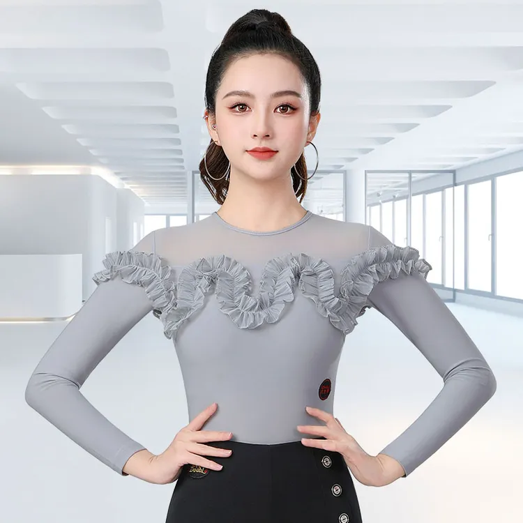 丹宝罗拉丁舞练功服洋气连体衣经典圆领舞蹈服品牌成人交谊舞服于