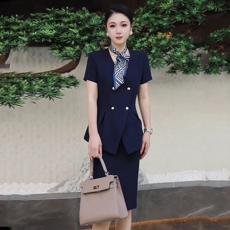 职业套装女夏季套裙美容院美业售楼部前台接待高端工作服A1042