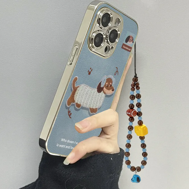 牛仔腊肠狗适用苹果16ProMax手机壳iPhone华为OPPO小米vivo贴皮套