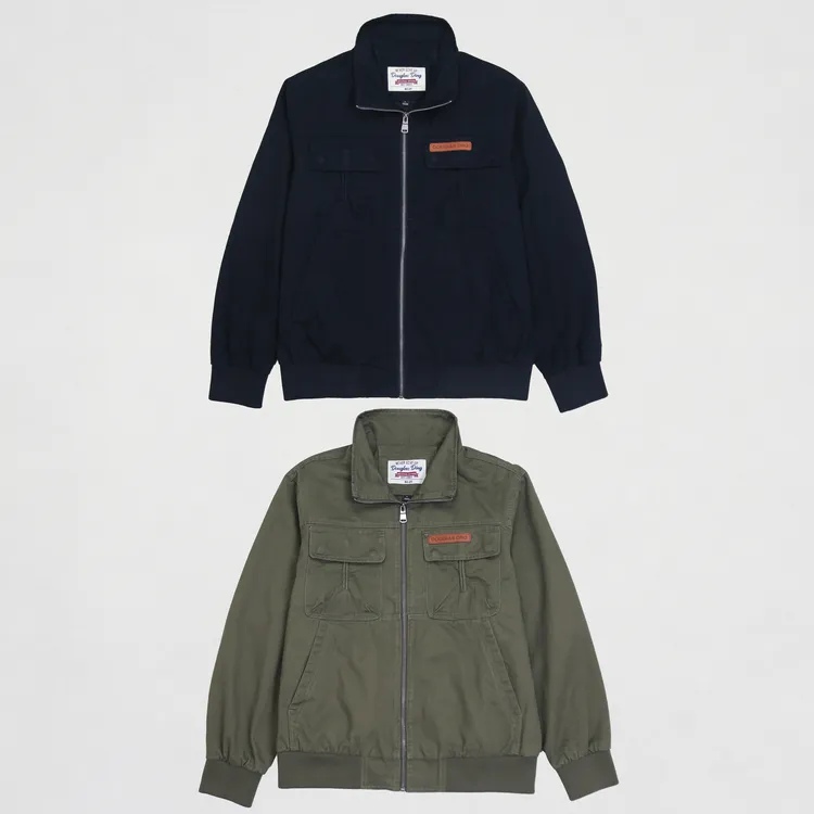 【道格拉斯】军绿蓝色纯棉水洗怀旧休闲宽松立领夹克外套DD519