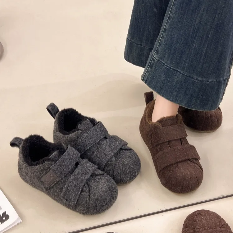 啄木鸟厚底加绒德训鞋女2025冬季新款百搭内增高勃肯鞋保暖棉鞋