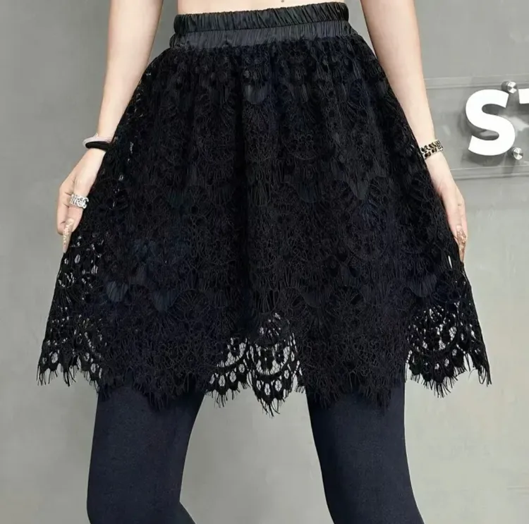 百搭半身裙可外穿精致打底蕾丝屁帘洋气女装裙帘下摆蕾丝小短裙