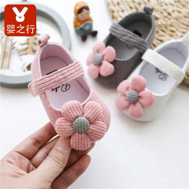 0-1岁公主鞋毛线女宝宝鞋子软底婴儿鞋花朵学步鞋春秋季夏婴幼儿