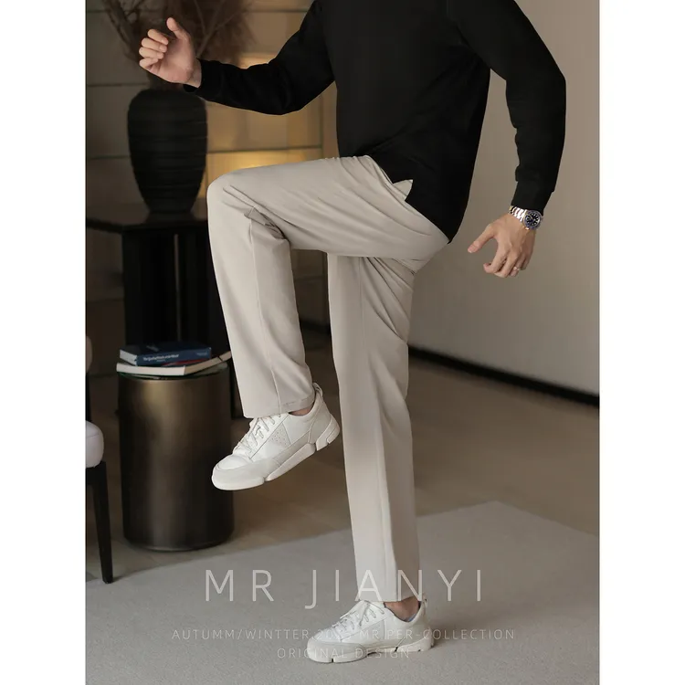 MR JIANYI 秋季都市漫游轻户外直筒长裤高档柔滑垂顺休闲通勤裤男