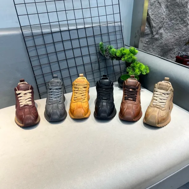 秋冬新款擦皮拼接低帮舒适时尚透气百搭男款休闲潮鞋运动鞋阿甘鞋