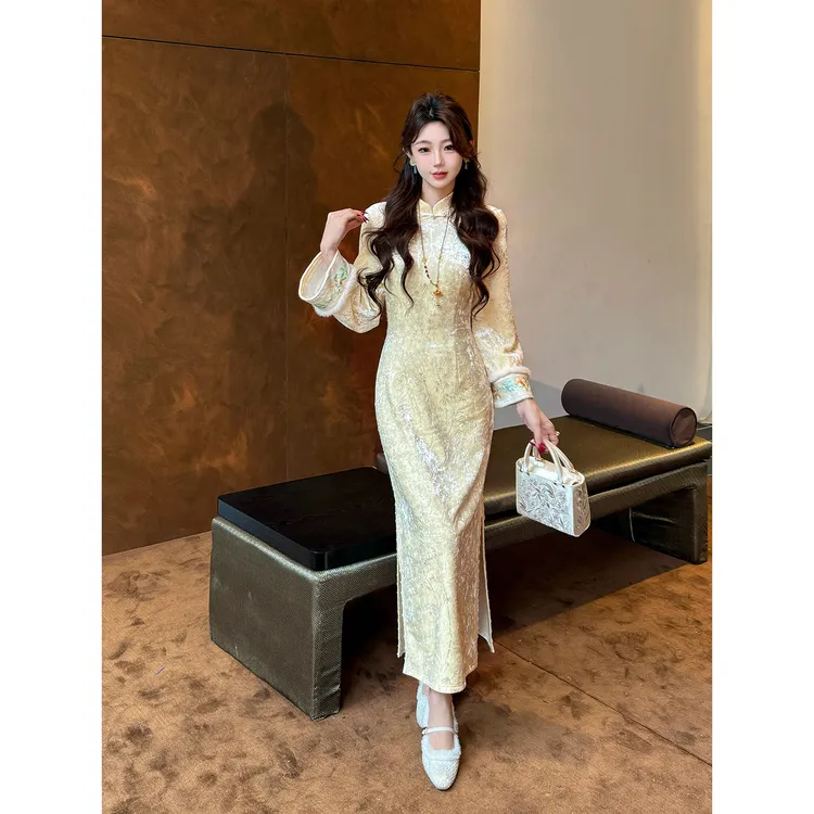 凌茜恣禾【锦鲤愿】国风新中式黄印花裙温婉优雅气质显瘦高级感裙子