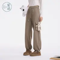 紫涵宽松运动裤直筒裤女冬季新款阔腿裤裤脚可调节百搭Z3Z10AS137