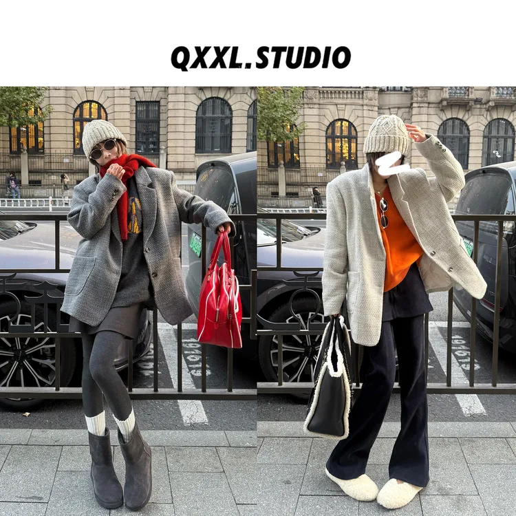 邱小小丽呀 冬季新款小香西装90绒羽绒服女百搭气质显瘦保暖外套