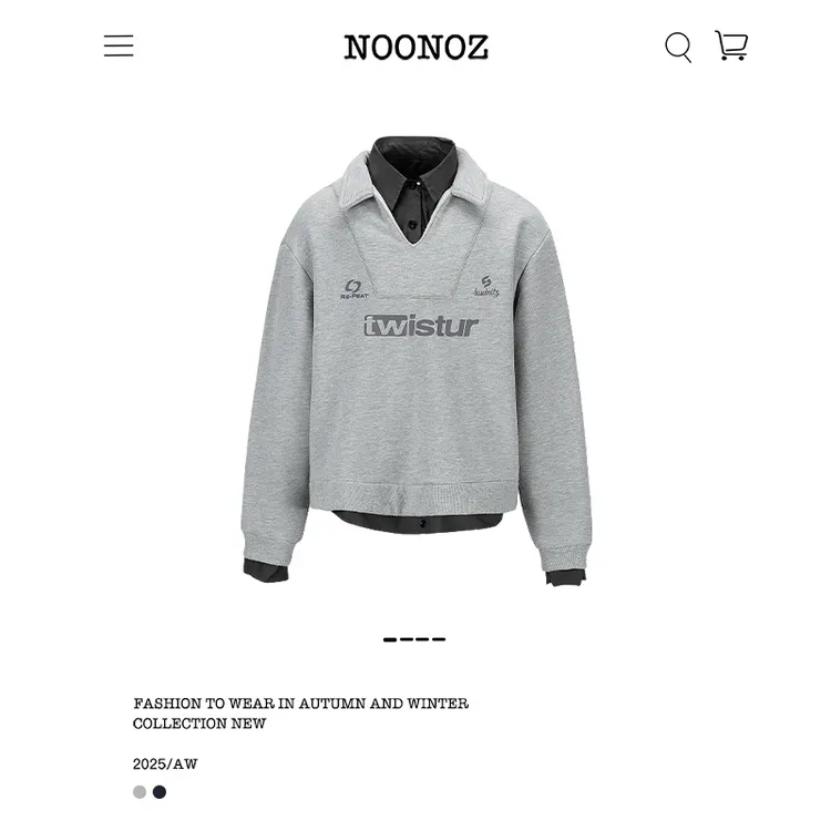 NOONOZ美式假两件V领套头卫衣男潮牌中性风穿搭设计感百搭上衣