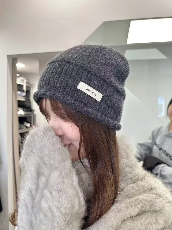 【针织帽】韩系羊毛卷边针织帽
