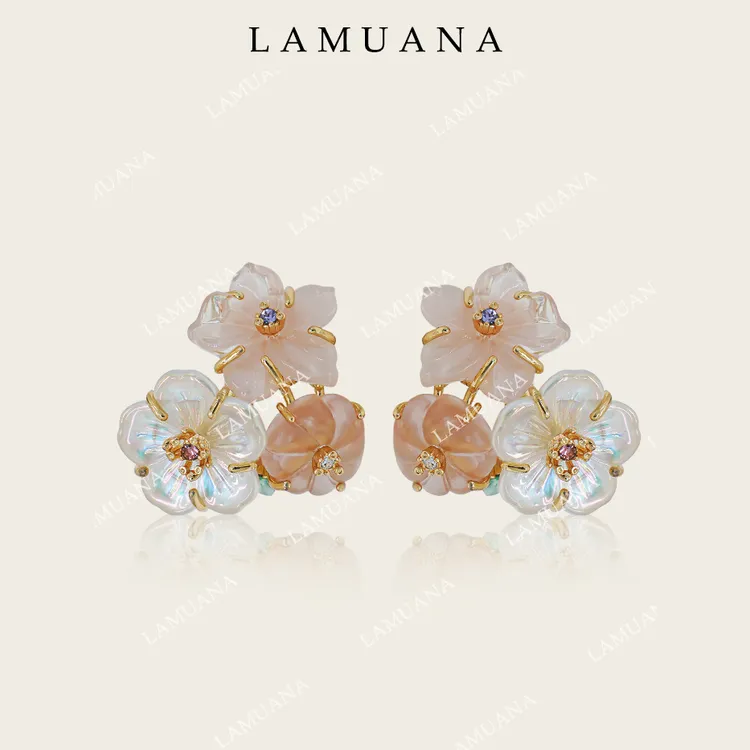 合金耳饰 LAMUANA果冻花园·小众设计感耳环花朵气质耳饰耳钉72957