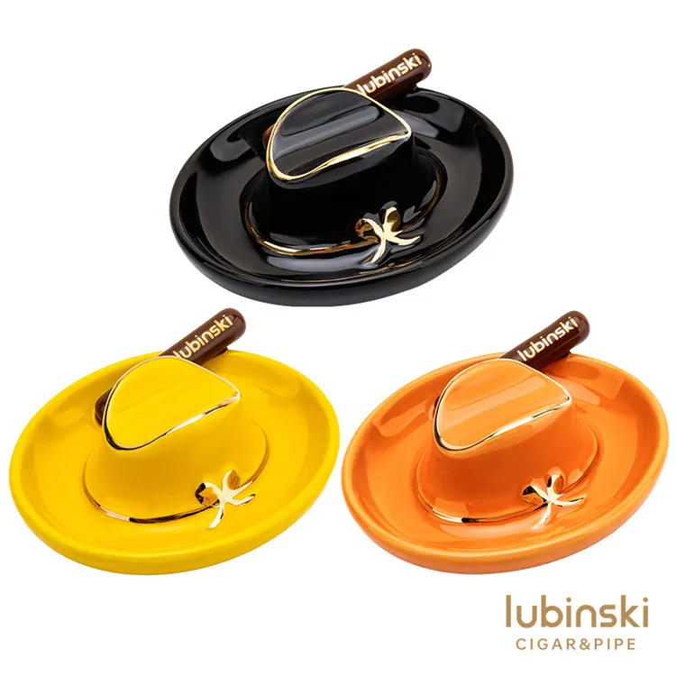 LUBINSKI鲁宾斯基雪茄烟托多功能创意便携陶瓷牛仔帽造型雪茄支架