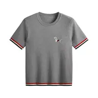 深圳南油白桃美美 减龄学院风撞色宽松显瘦短袖刺绣小狗上衣A2266