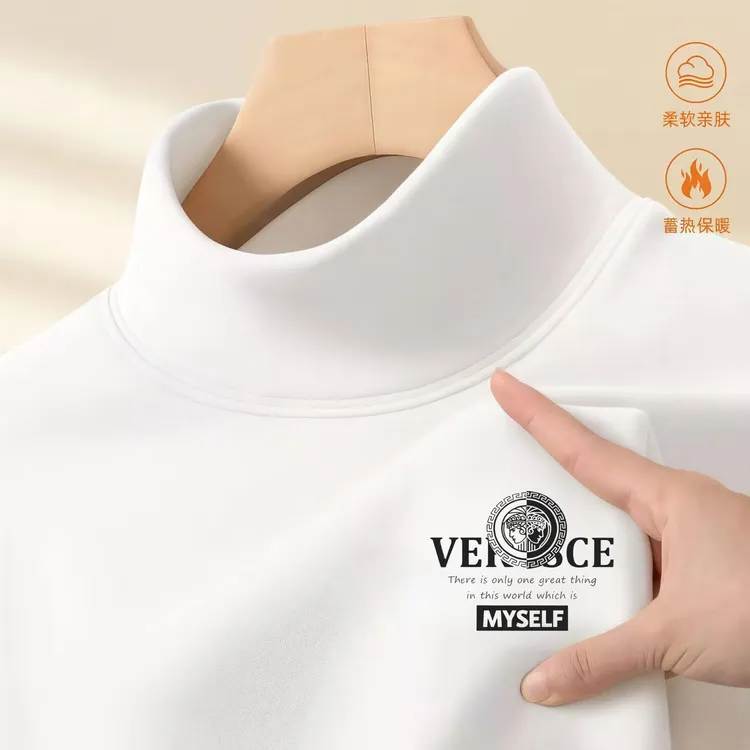 双面德绒爆款潮牌小众男士高级感保暖加绒加厚轻奢圆领显瘦长袖