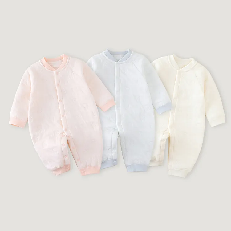 【云朵小熊40g】秋冬极简风女宝加厚哈衣男女通用睡衣长袖爬服冬季