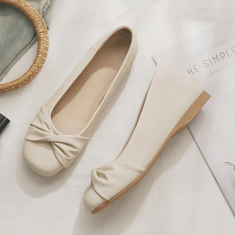 羊皮版~小个子内增高晚晚鞋温柔风法式绝美配裙子的浅口单鞋女夏