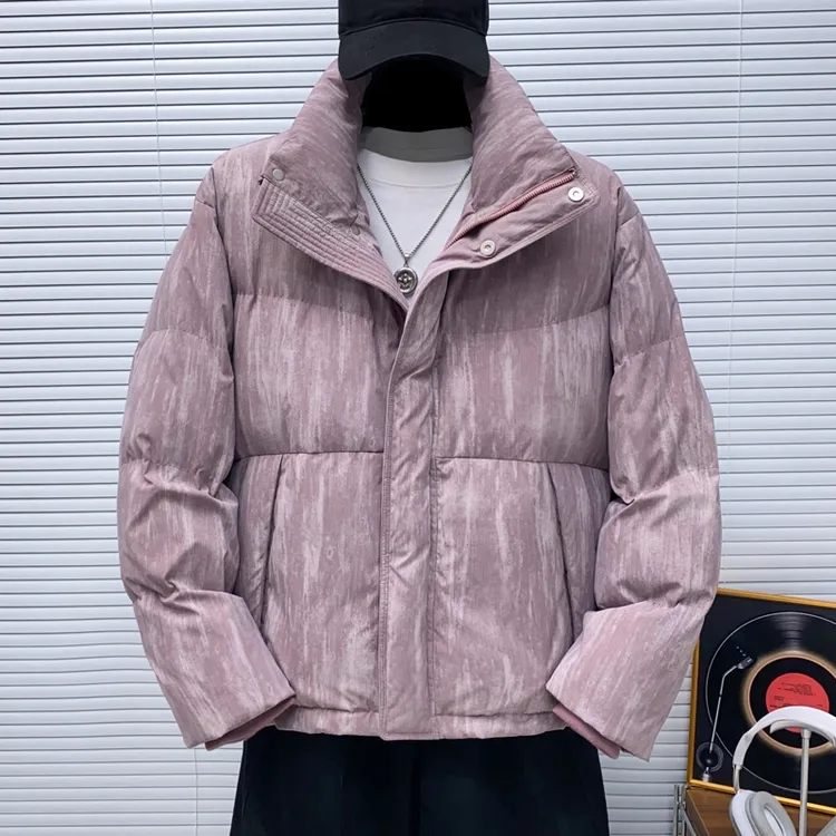 高端轻奢短款立领白鸭绒羽绒服男冬季保暖休闲时尚潮流加厚外套