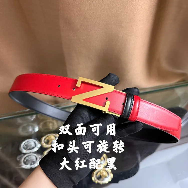 新款男士皮带百搭高档休闲Z字母牛皮腰带青中老年时尚商务年轻潮