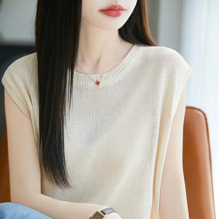 晾感冰丝针织吊带背心女夏季外穿薄款无袖上衣打底衫西装内搭T恤