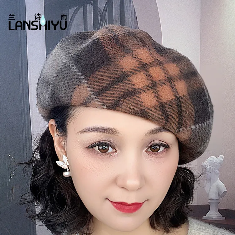 秋冬新款贝雷帽百搭文艺时尚贝雷帽女士高级感羊毛贝雷帽脸小