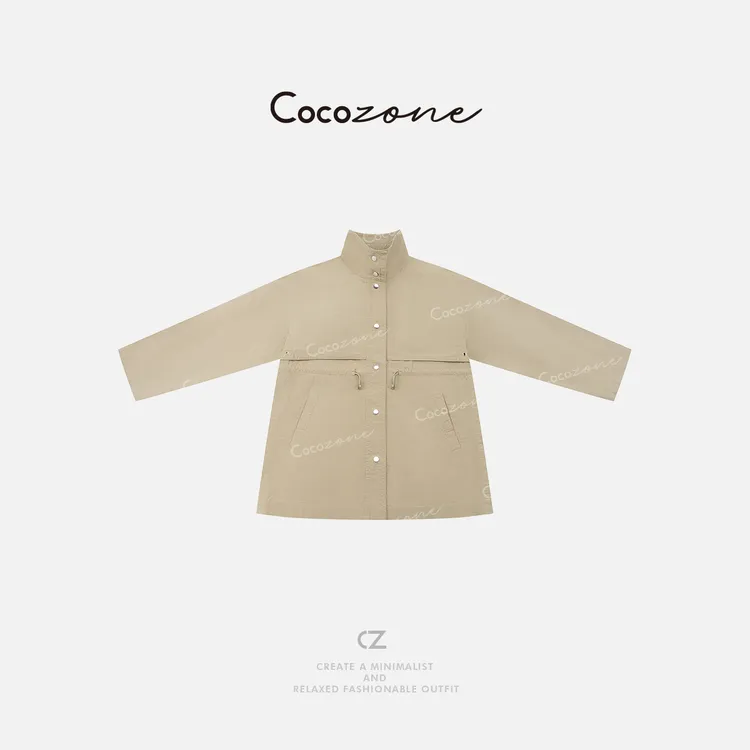 COCO ZONE 刘一一“山系风衣”100棉立领腰部抽绳外套 CD1A1050