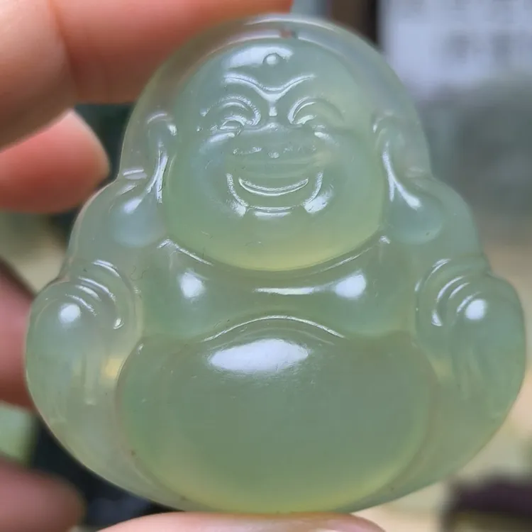 天然岫玉高冰笑佛公大肚佛公吊坠挂件随机发货（多样性发其一）