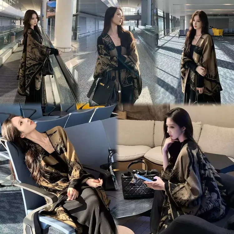 大女主必备单品｜印花加厚斗篷大披肩