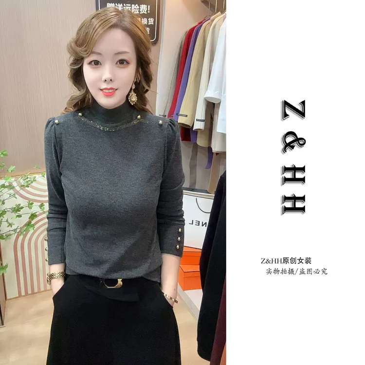 半高领气质上衣女2025秋冬双面绒打底衫内搭小衫时尚显瘦百搭T恤