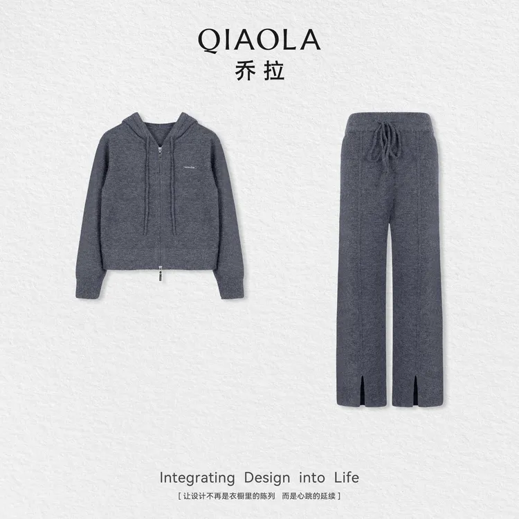 QIAOLA/乔拉【空氧城市】秋冬款北极绒连帽慵懒休闲
