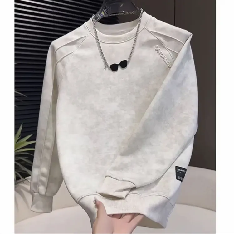 秋冬新款时尚百搭潮流宽松圆领男士卫衣长袖加绒