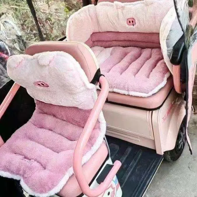 三轮车毛绒保暖坐垫坐靠一体垫加厚毛绒冬季靠背防寒三轮后排围挡