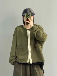 【套头卫衣开衫】时尚ins宽松休闲风短外套宽松型休闲上衣圆领长袖