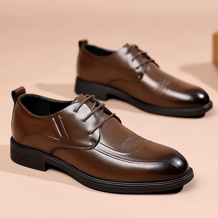 黑人老头男鞋秋季工作通勤商务休闲皮鞋舒适透气年轻男款商务皮鞋